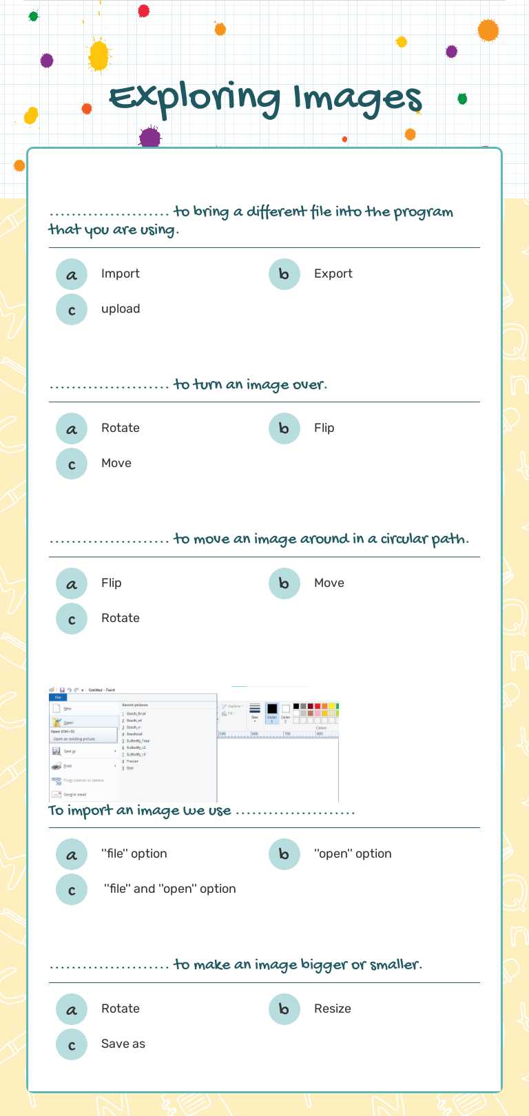 Exploring Images worksheet preview image