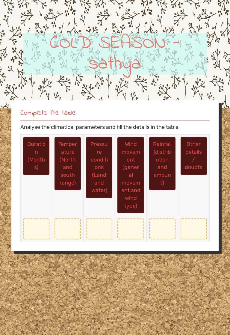 COLD SEASON - sathya worksheet preview image