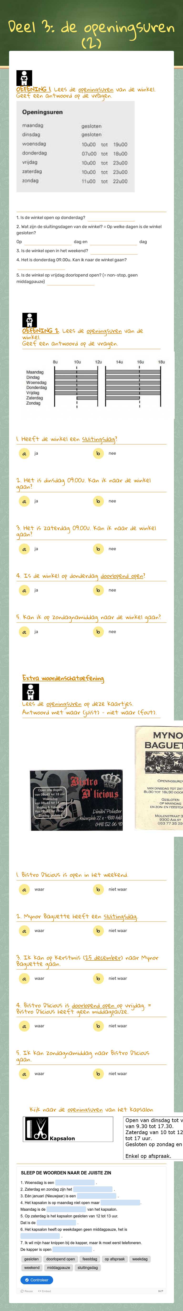 Deel 3: de openingsuren (2) worksheet preview image
