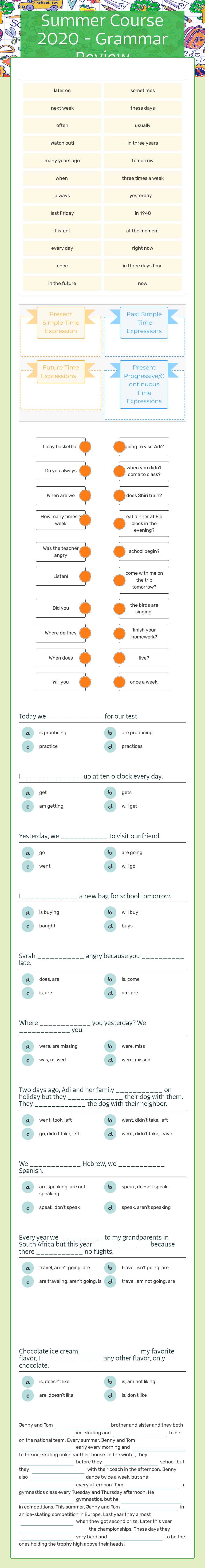 Summer Course 2020 - Grammar Review worksheet preview image
