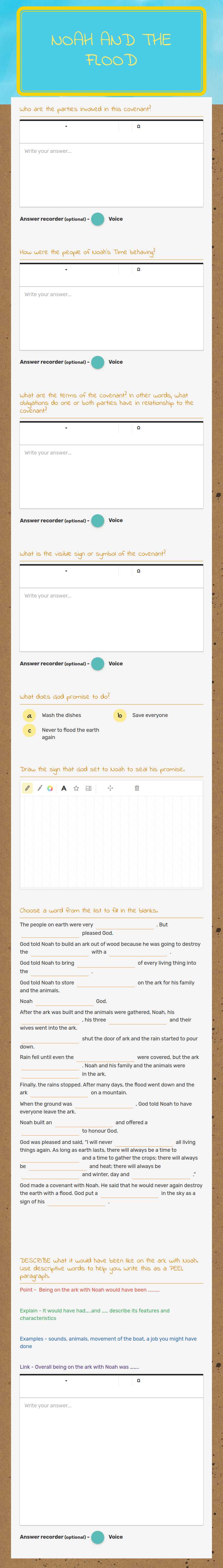 Noah and the Flood worksheet preview image