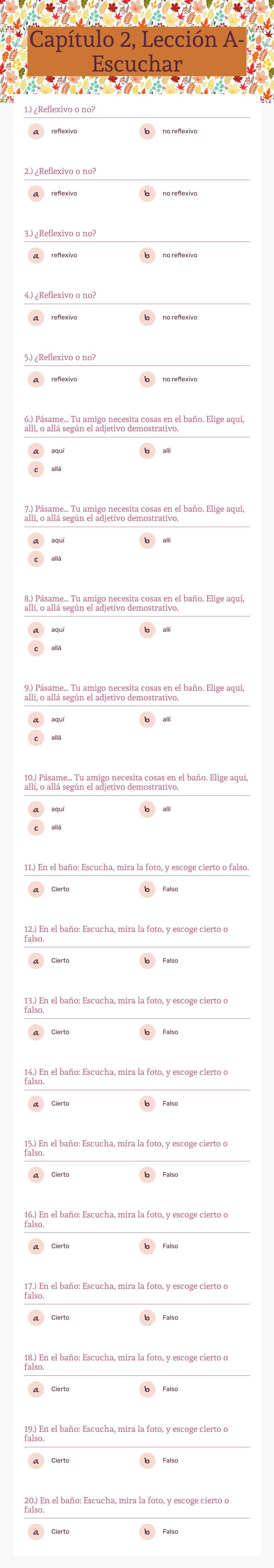 Capítulo 2, Lección A- Escuchar Grade 11 worksheet preview