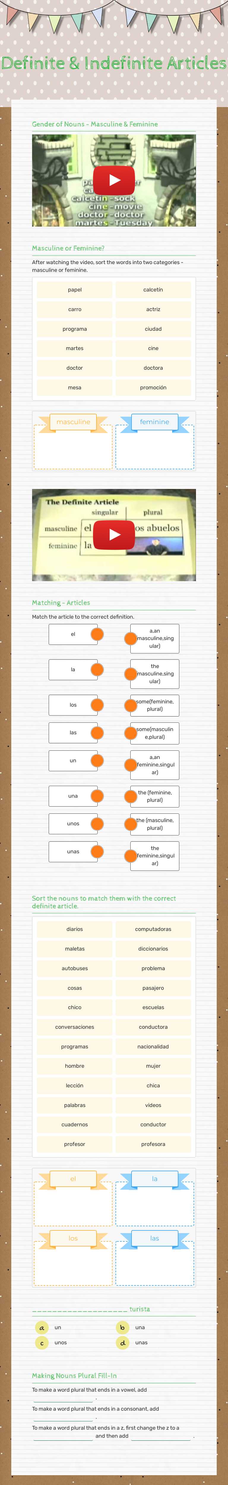 Definite & Indefinite Articles worksheet preview image