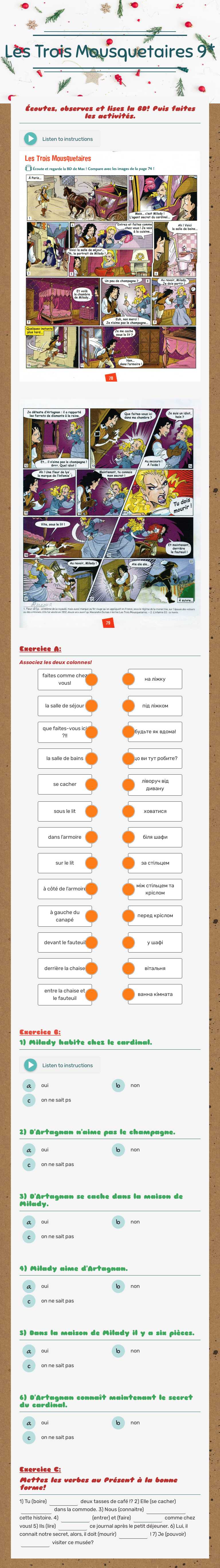 Les Trois Mousquetaires 9* worksheet preview image