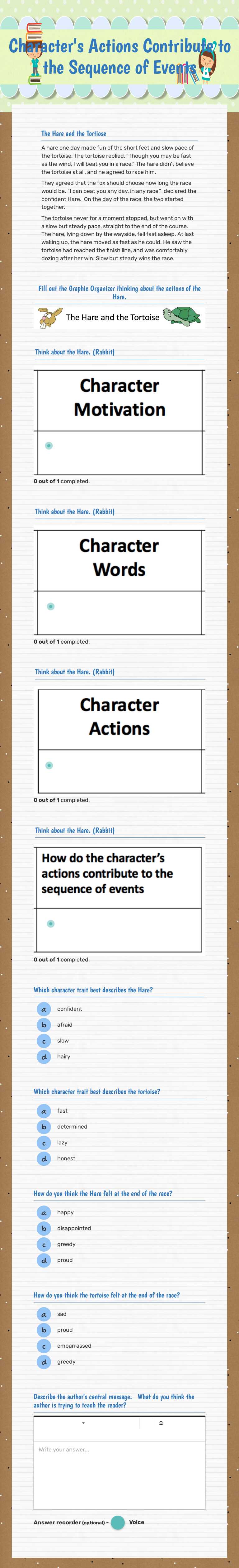 Character's Actions Contribute to the Sequence of Events worksheet preview image