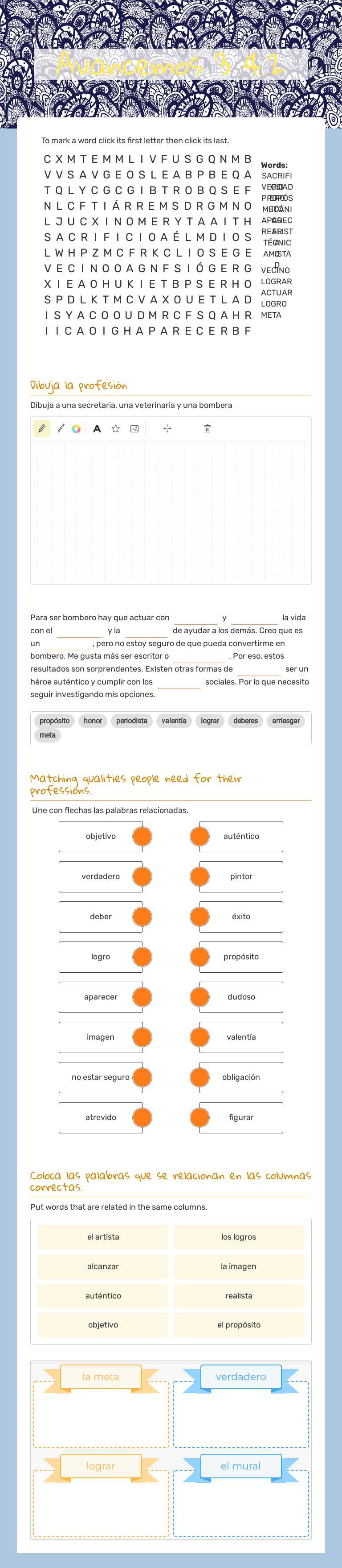 Avancemos 3 4.2 worksheet preview image