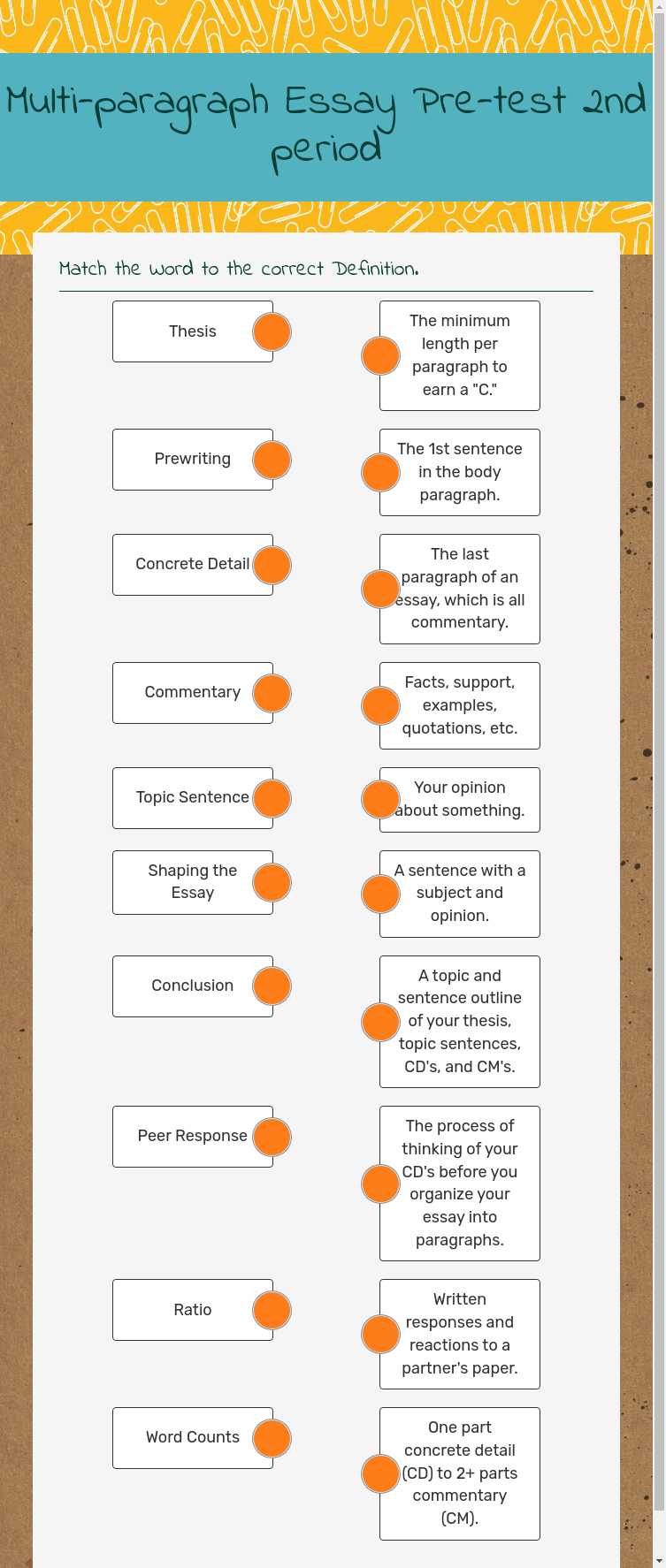 Multi-paragraph Essay Pre-test
2nd period worksheet preview image