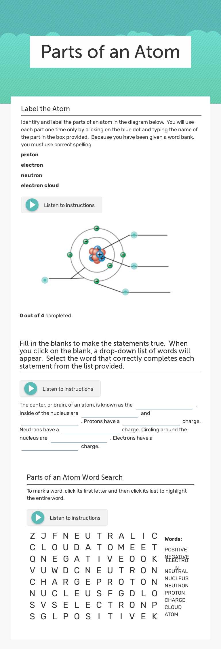 Parts 
of an Atom worksheet preview image