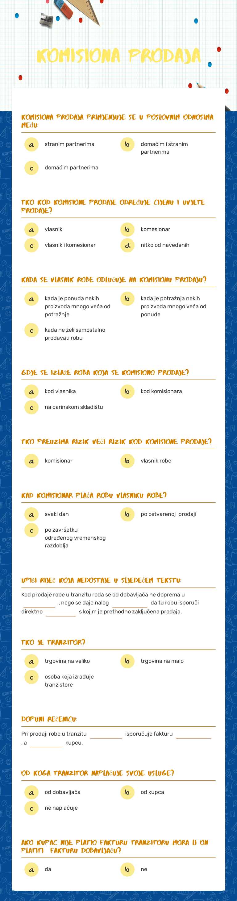 komisiona prodaja worksheet preview image
