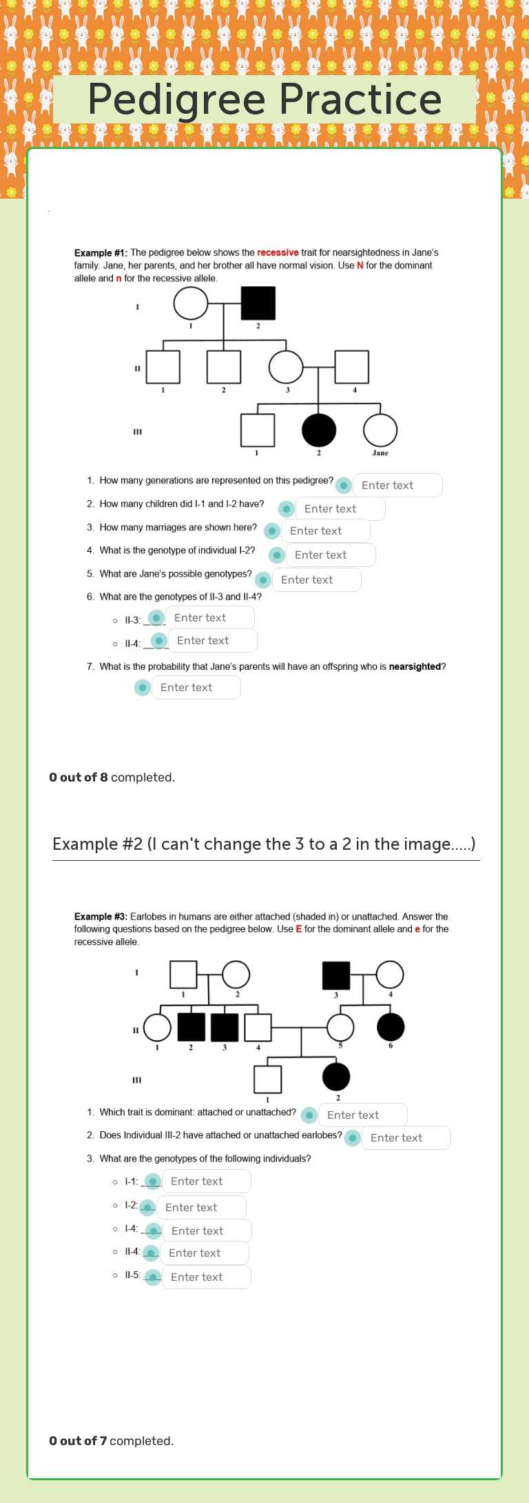 Pedigree Practice worksheet preview image