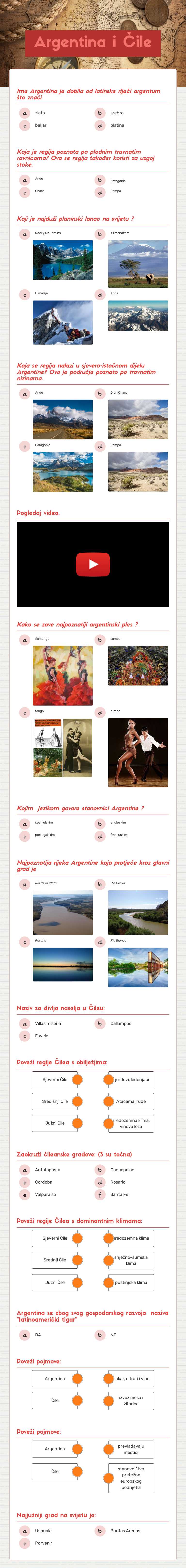 Argentina i Čile worksheet preview image