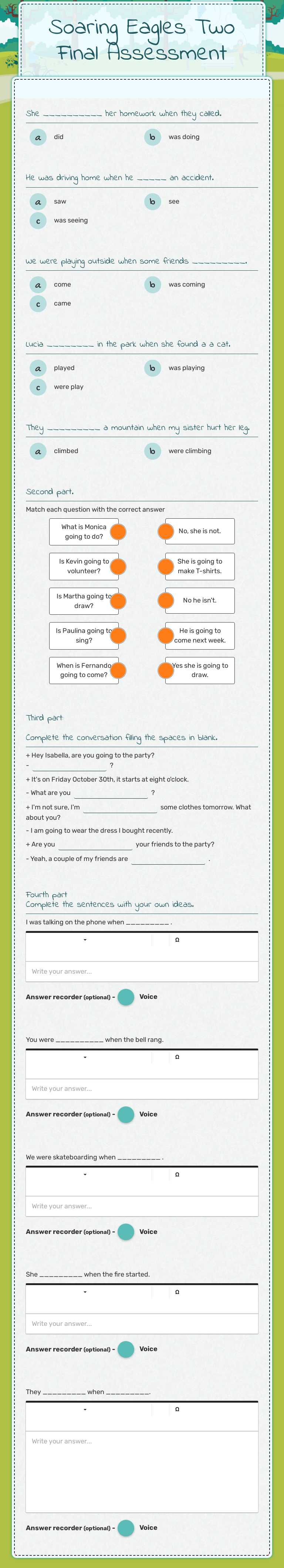 Soaring Eagles Two Final Assessment Grade 5 worksheet preview