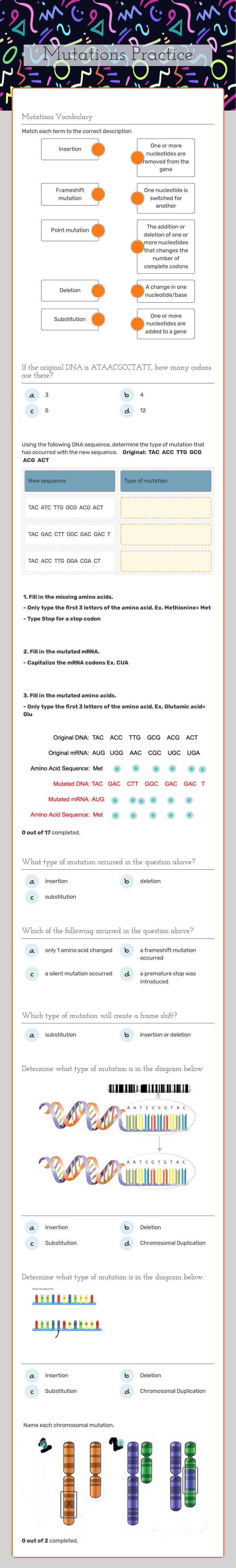 Master gene mutations! Practice identifying types and effects with our ...