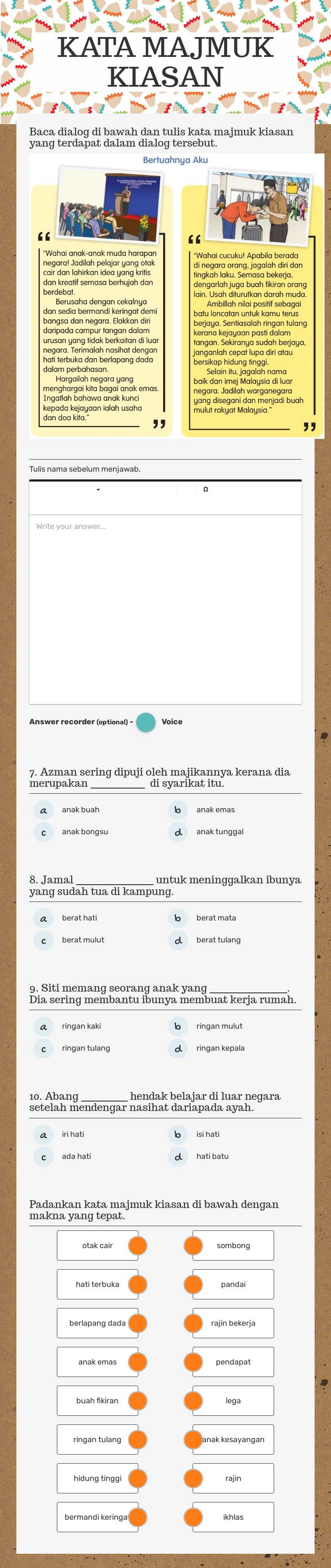 KATA MAJMUK KIASAN worksheet preview image