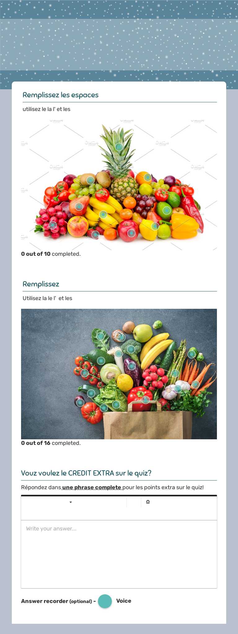 C2: Les légumes et les fruits worksheet preview image