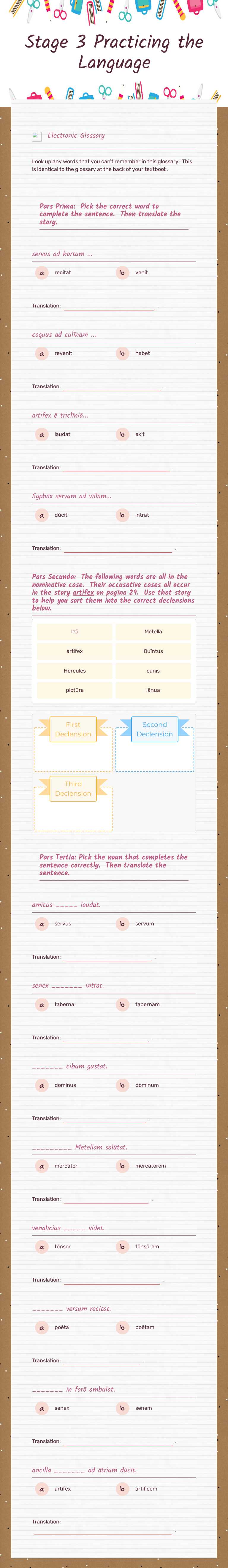 Stage 3 Practicing the Language worksheet preview image