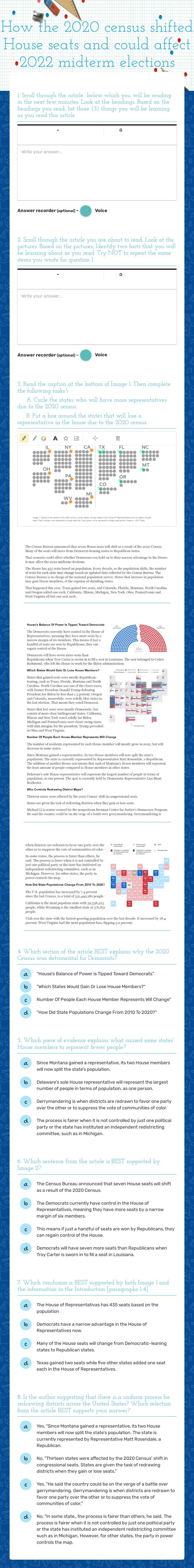 How the 2020 census shifted House seats and could affect 2022 midterm elections worksheet preview image