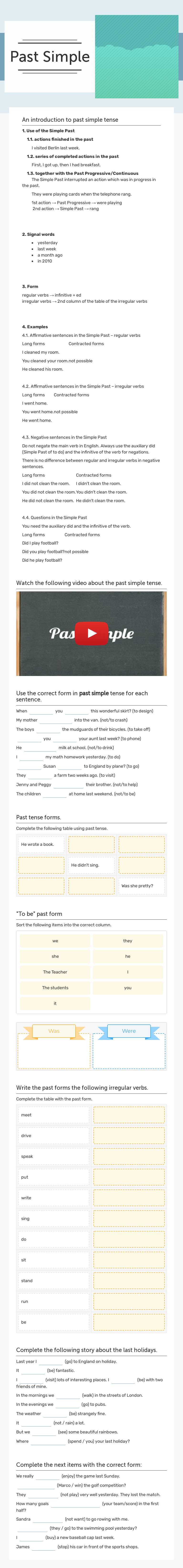 Past Simple Other worksheet preview