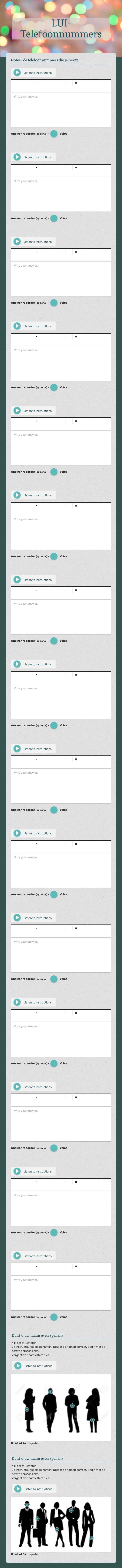 LUI- Telefoonnummers worksheet preview image
