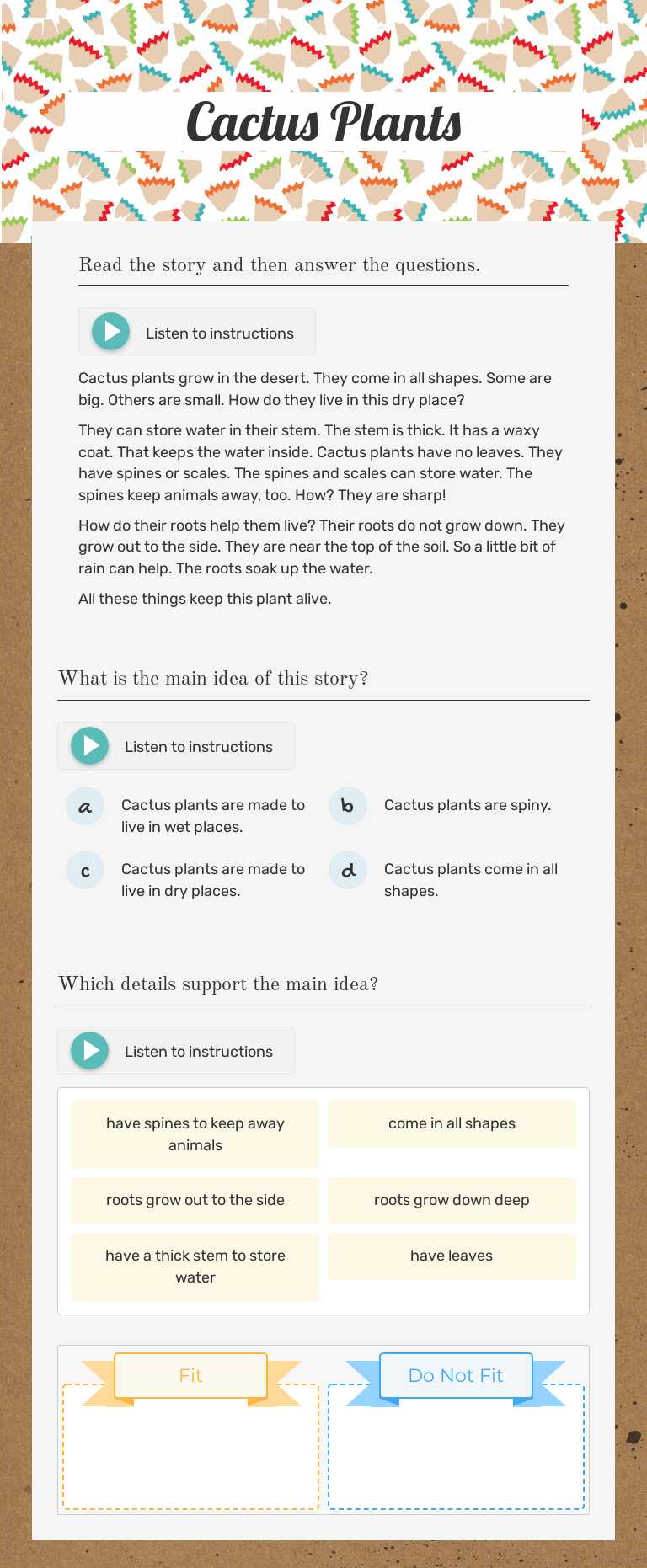 Cactus Plants worksheet preview image