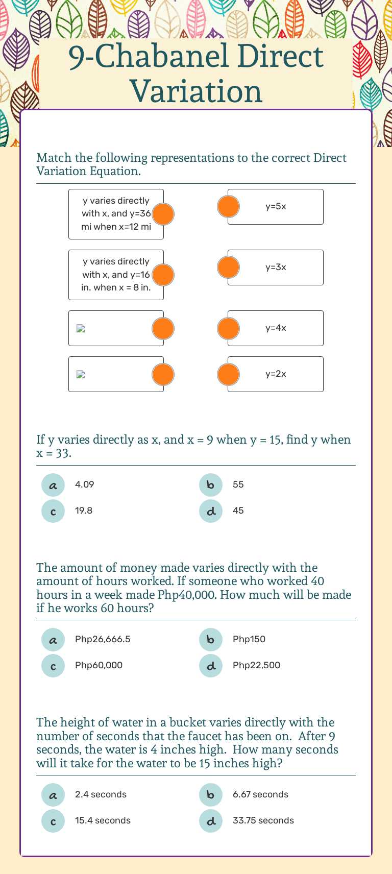9-Chabanel             
 Direct Variation worksheet preview image
