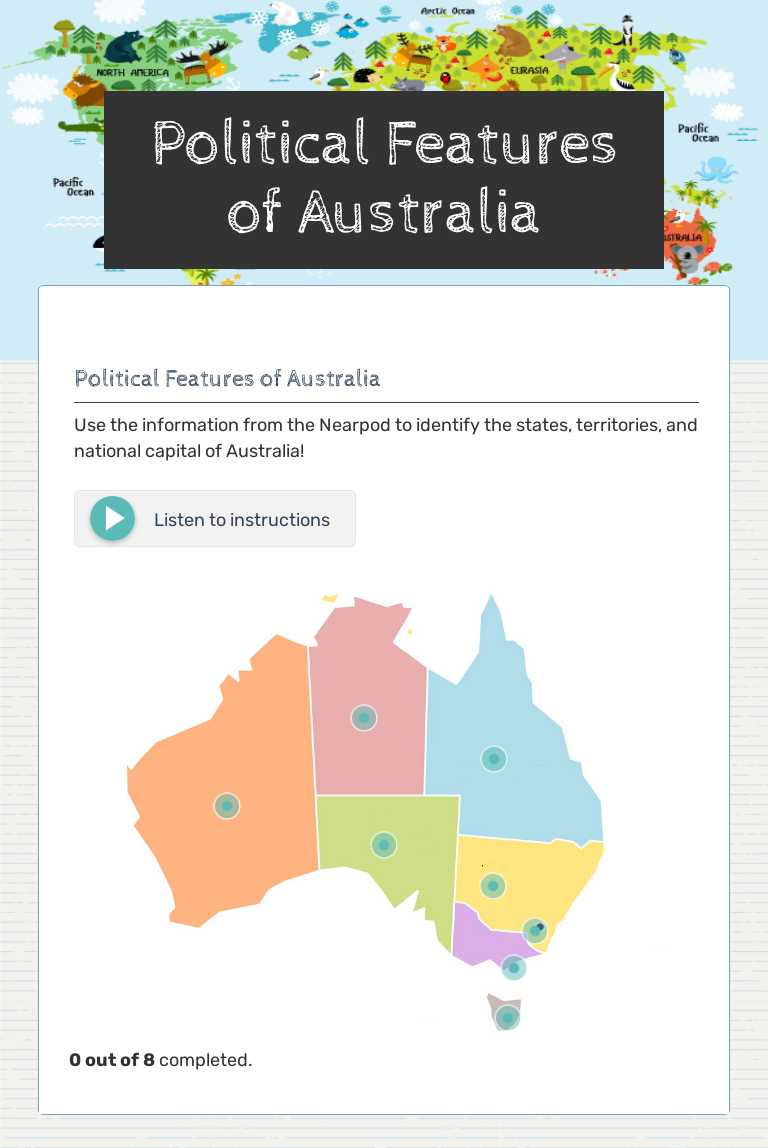 Political Features of Australia Grade 6 worksheet preview