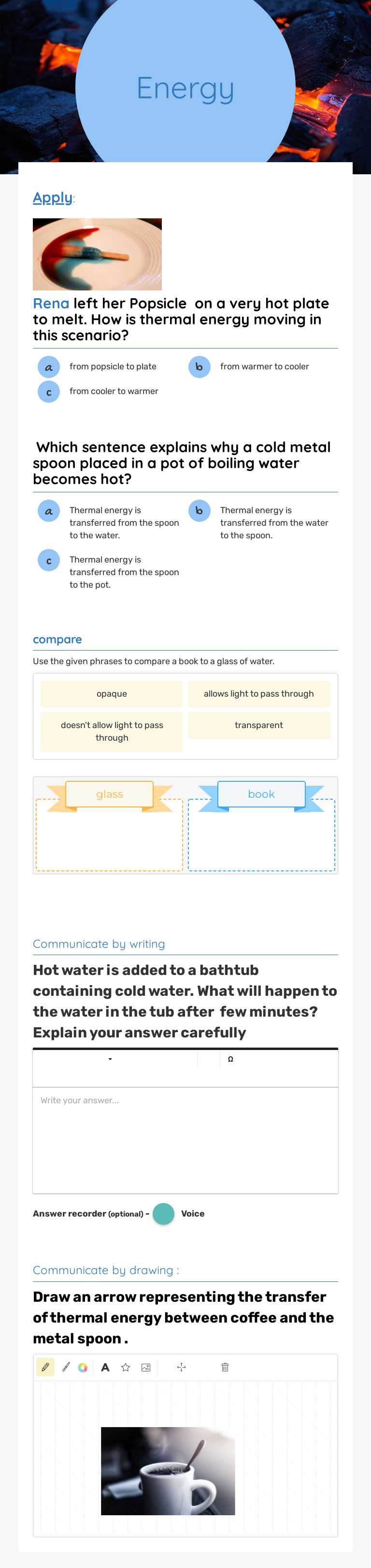 Energy worksheet preview image