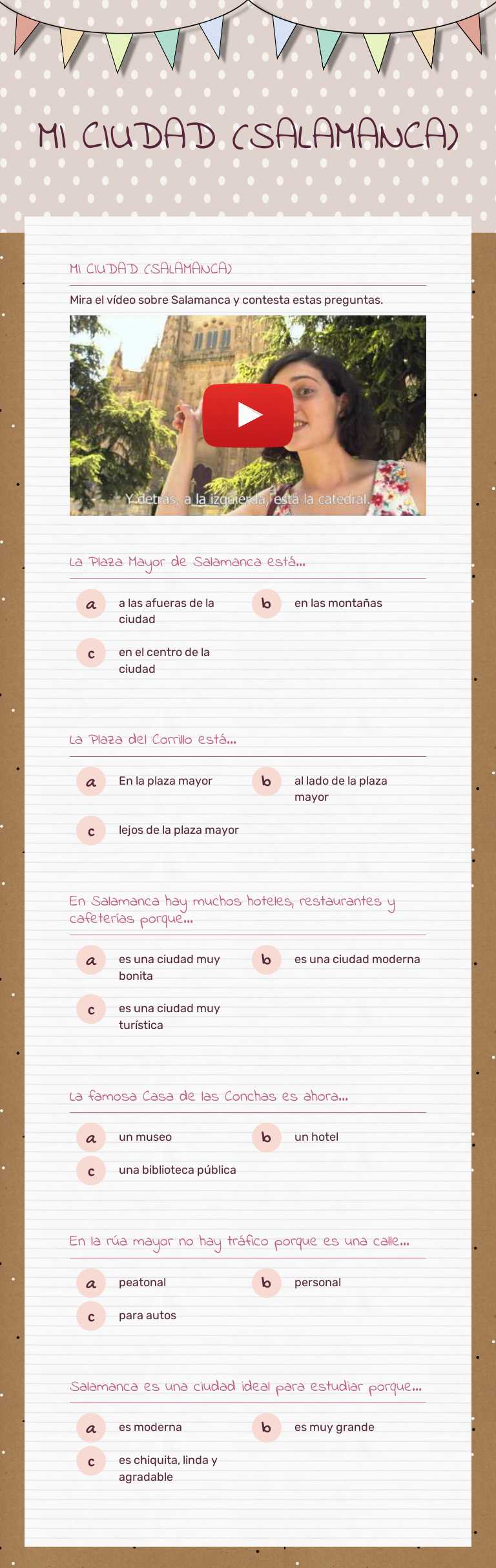 MI CIUDAD (SALAMANCA) Grade 11 worksheet preview