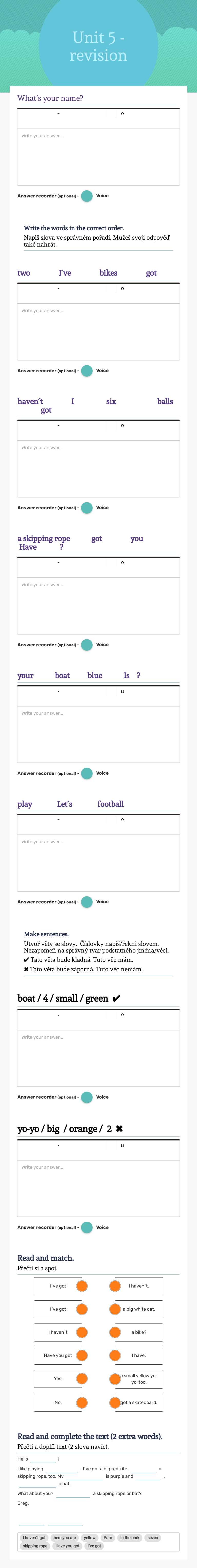 Unit 5 - revision worksheet preview image