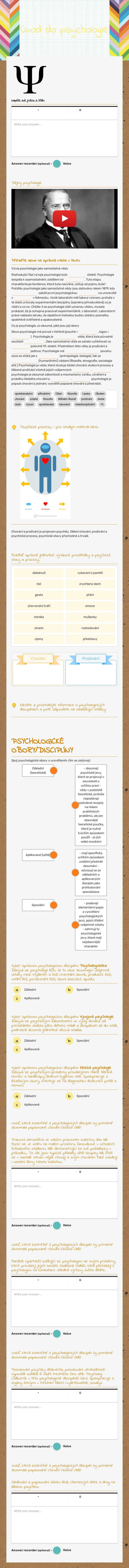 Úvod do psychologie worksheet preview image