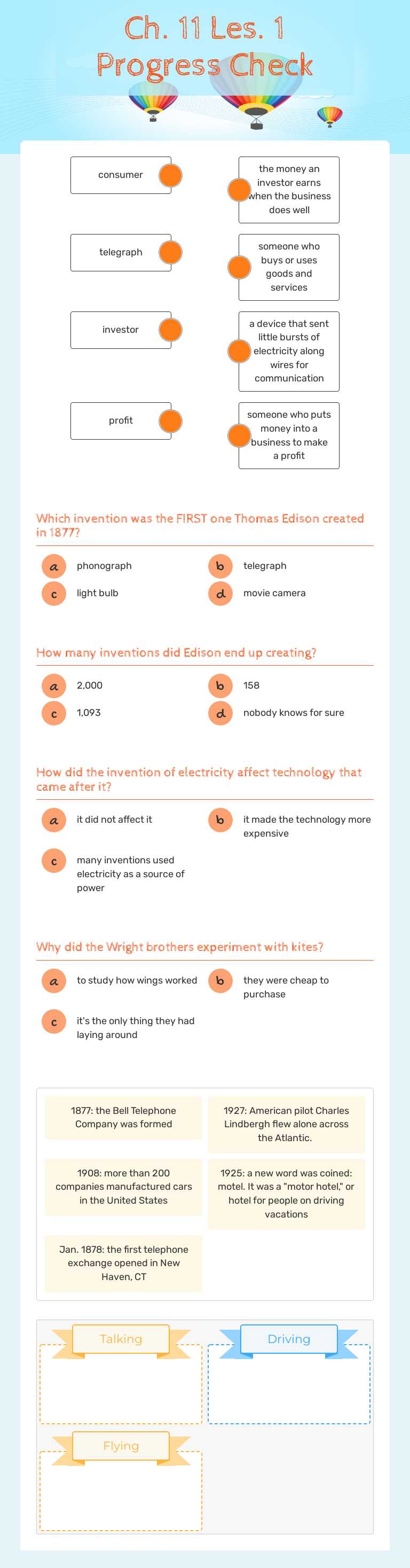 Ch. 11 Les. 1 Progress Check worksheet preview image