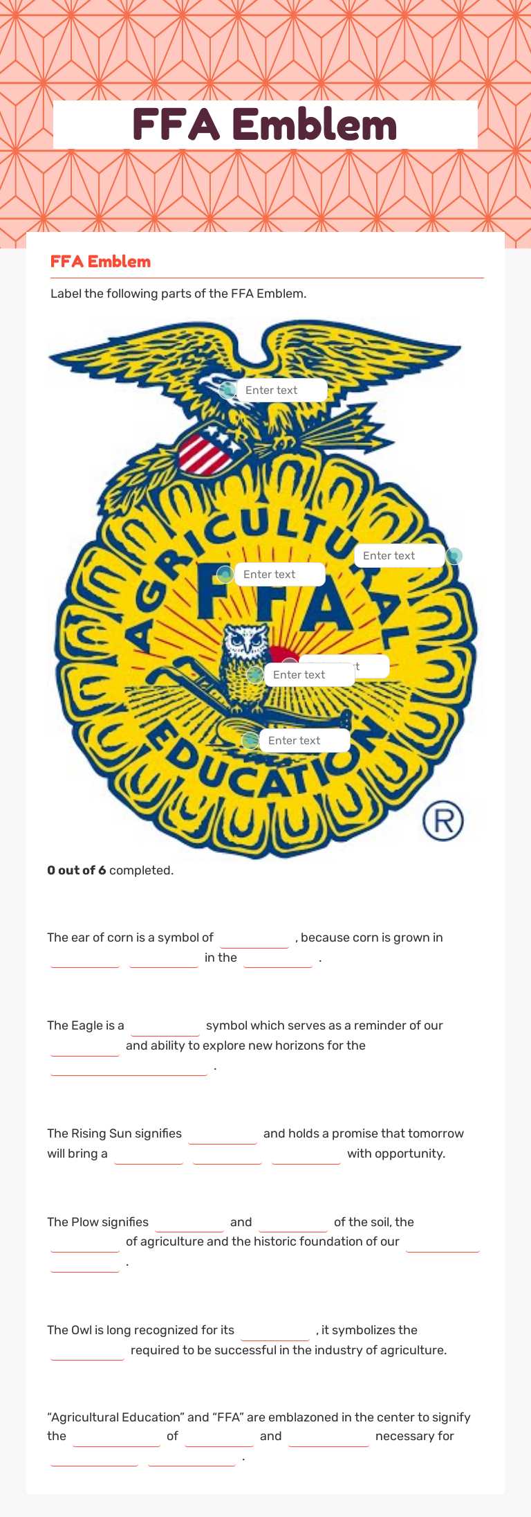 FFA Emblem worksheet preview image