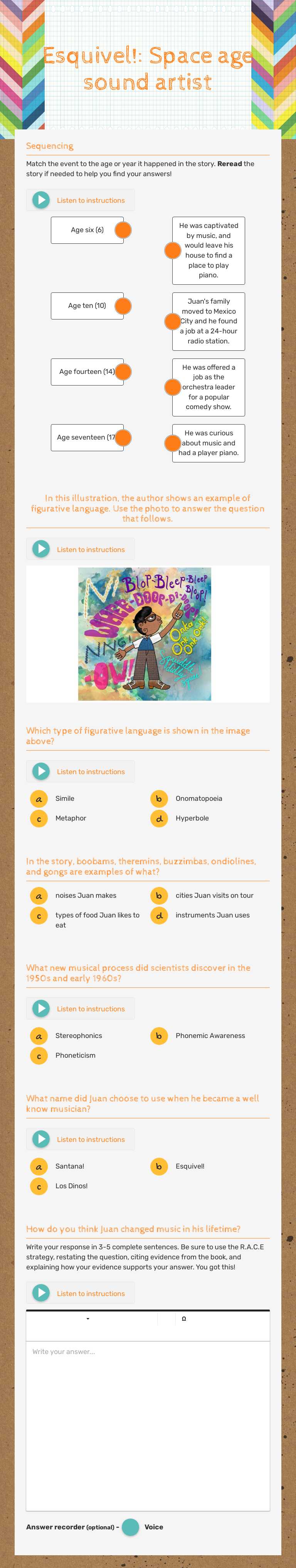 Esquivel!: Space age sound artist Grade 4 worksheet preview