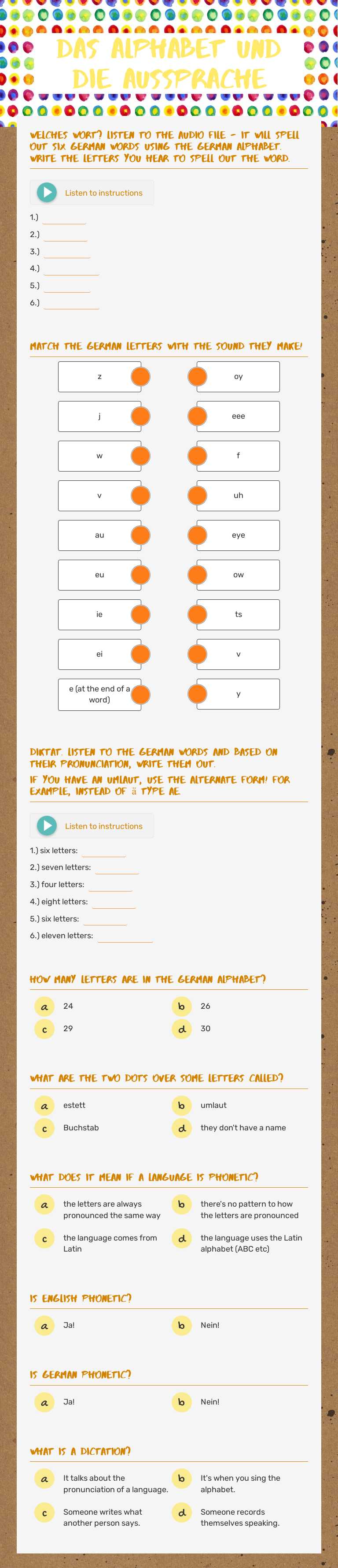 Das Alphabet und die Aussprache worksheet preview image