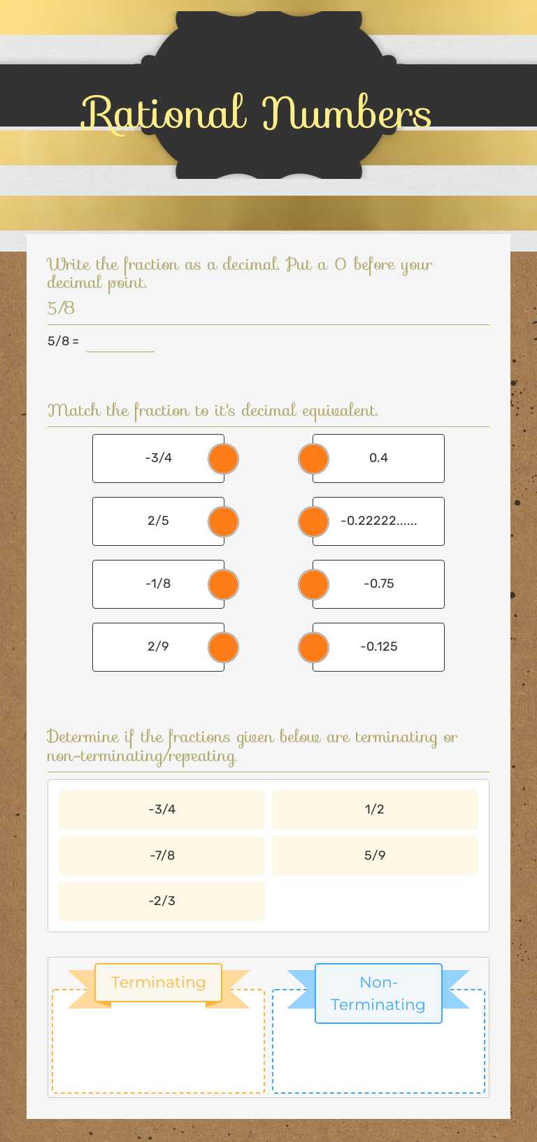 Rational Numbers worksheet preview image