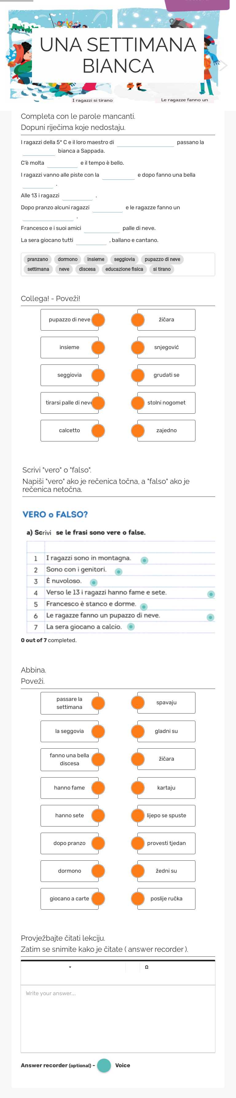 UNA SETTIMANA BIANCA worksheet preview image