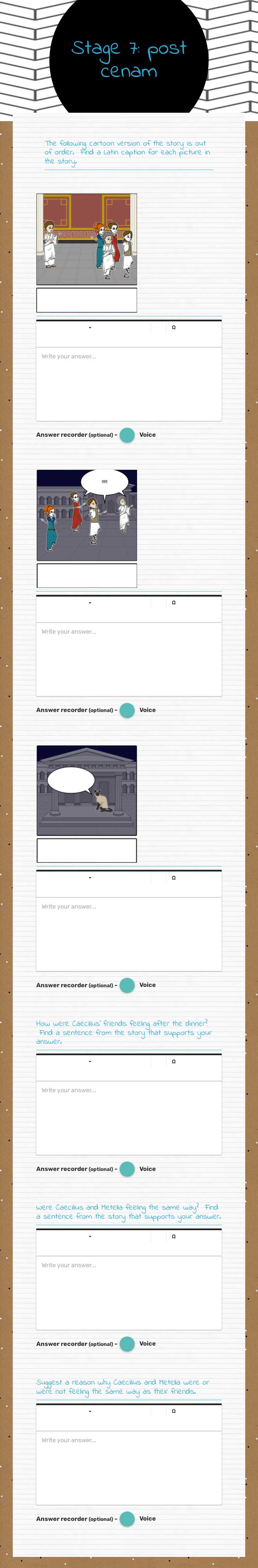 Stage 7: post cenam worksheet preview image