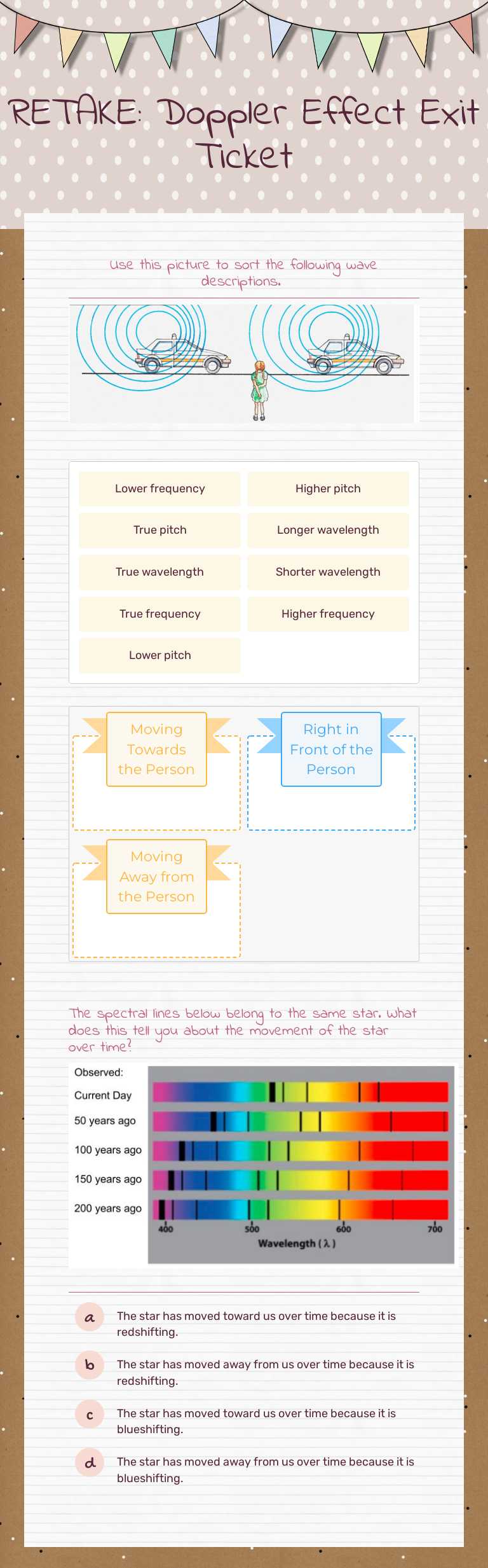 RETAKE: Doppler Effect Exit Ticket worksheet preview image
