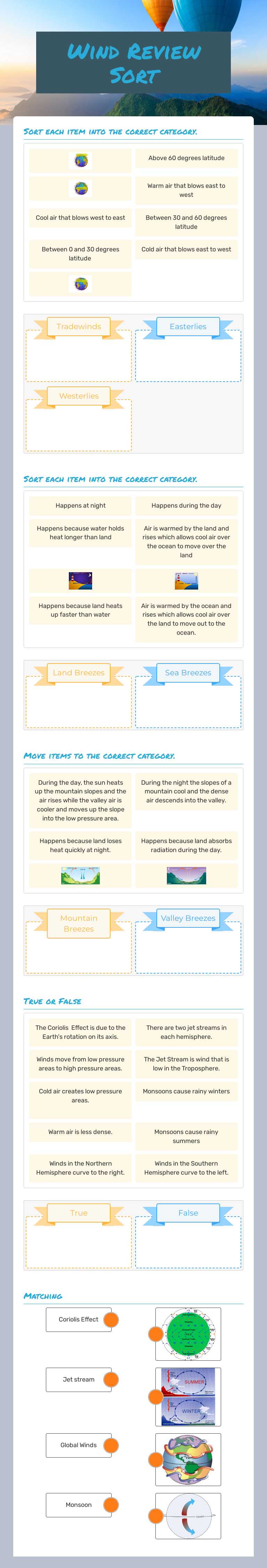 Wind Review Sort worksheet preview image