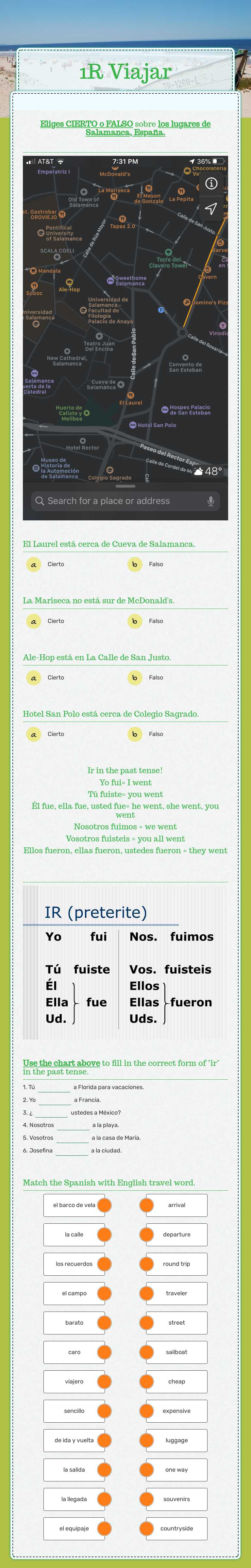 1R Viajar worksheet preview image