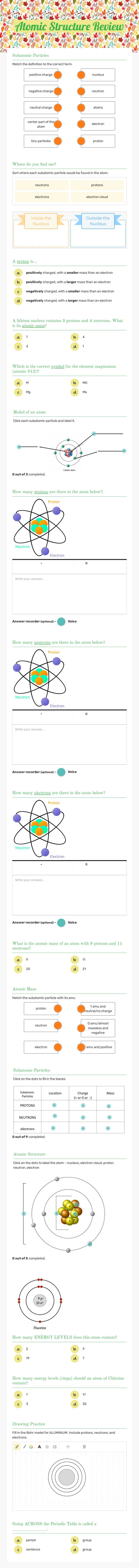Atomic Structure Review worksheet preview image