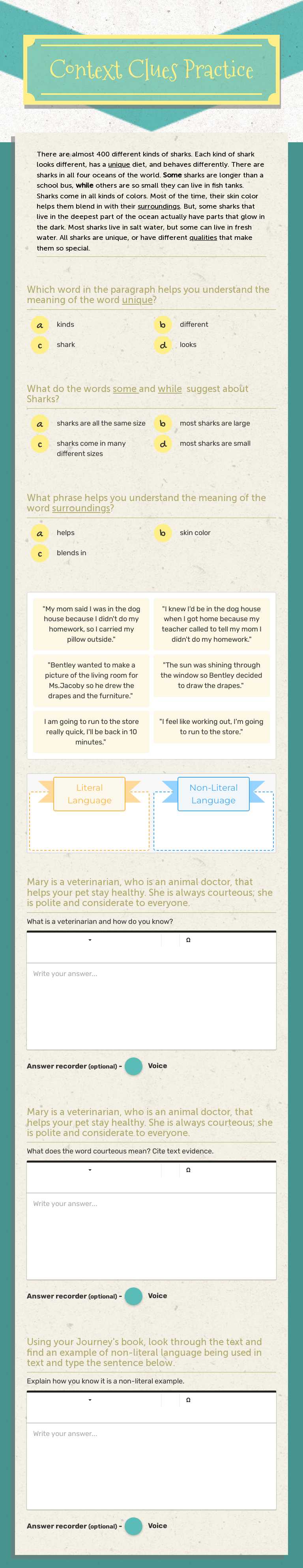 Context Clues Practice worksheet preview