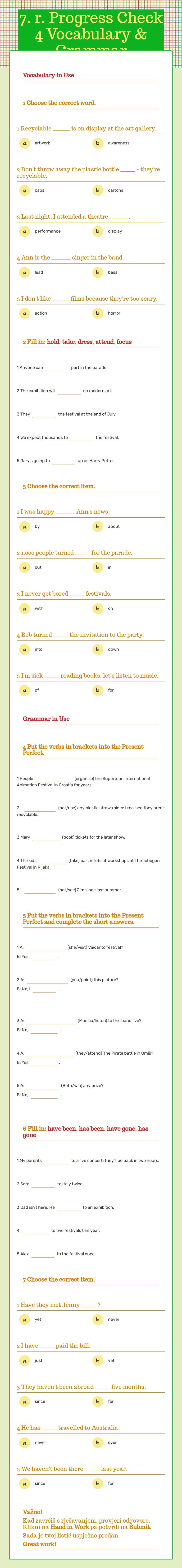 7. r. Progress Check 4 Vocabulary & Grammar worksheet preview image