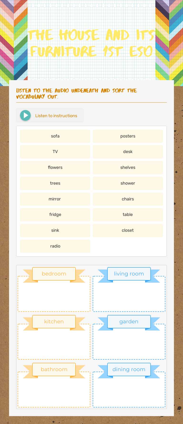 The house and its furniture 1st eso worksheet preview image