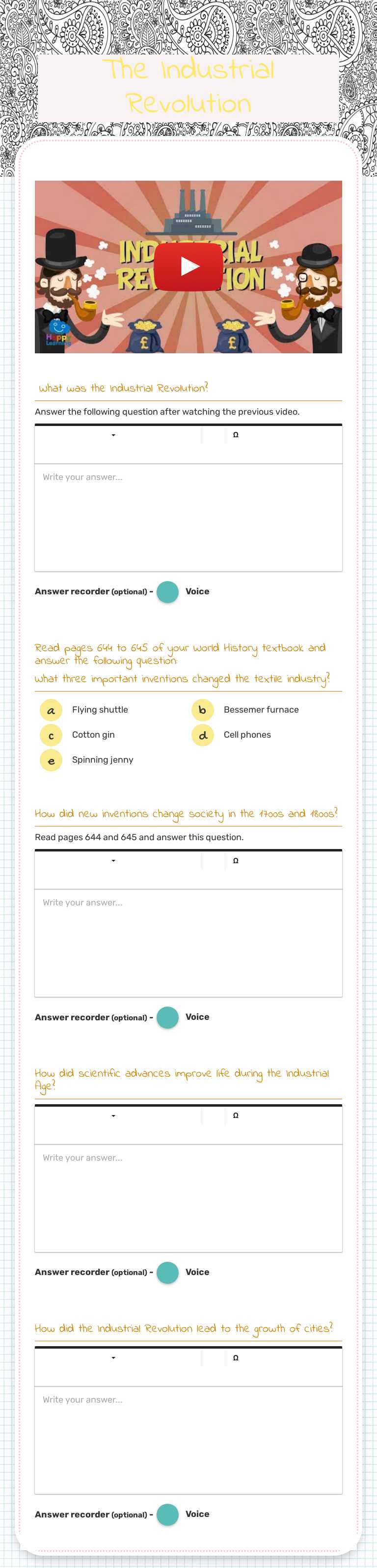 The Industrial Revolution worksheet preview image