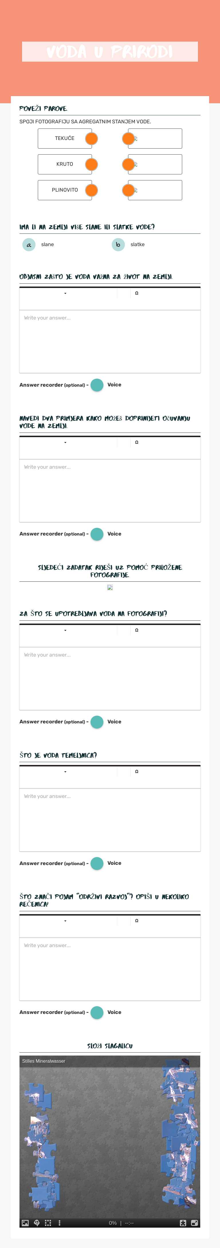Voda u prirodi worksheet preview image