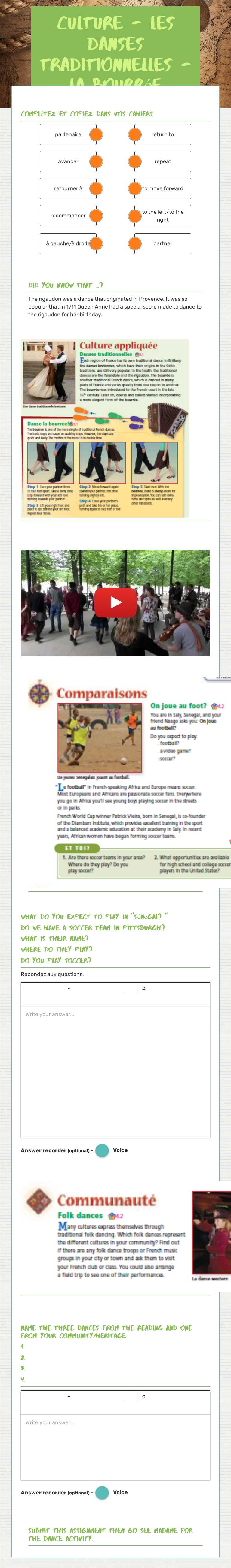 Culture - les Danses Traditionnelles - La bourrée worksheet preview image