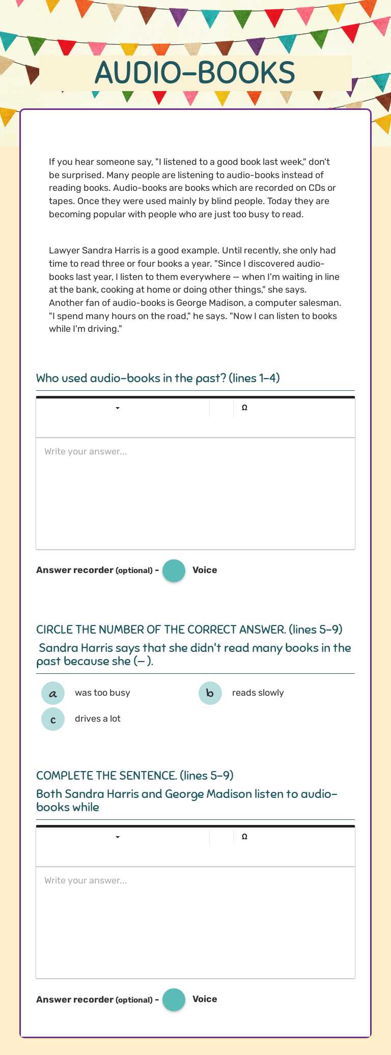 AUDIO-BOOKS Grade 10 worksheet preview