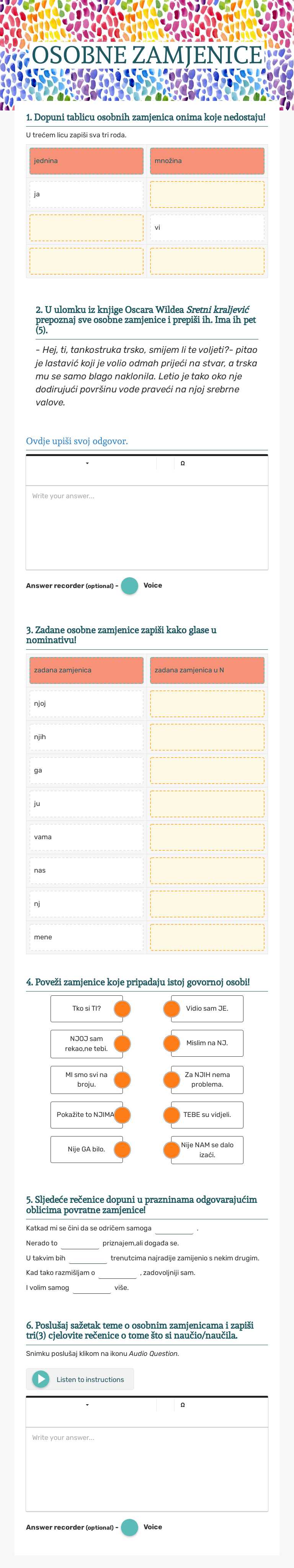OSOBNE ZAMJENICE worksheet preview image
