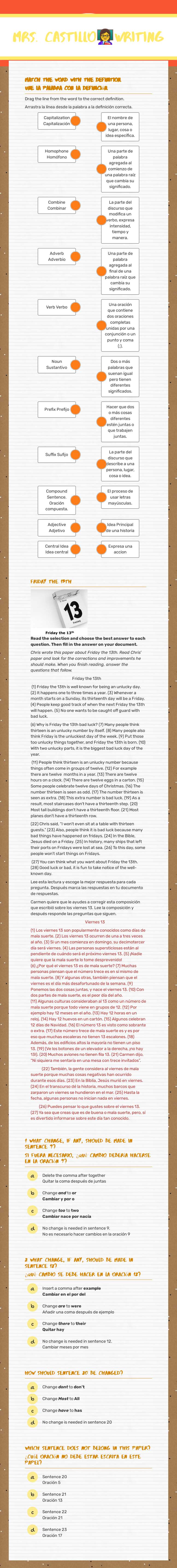 Mrs. Castillo👩‍🏫Writing worksheet preview image